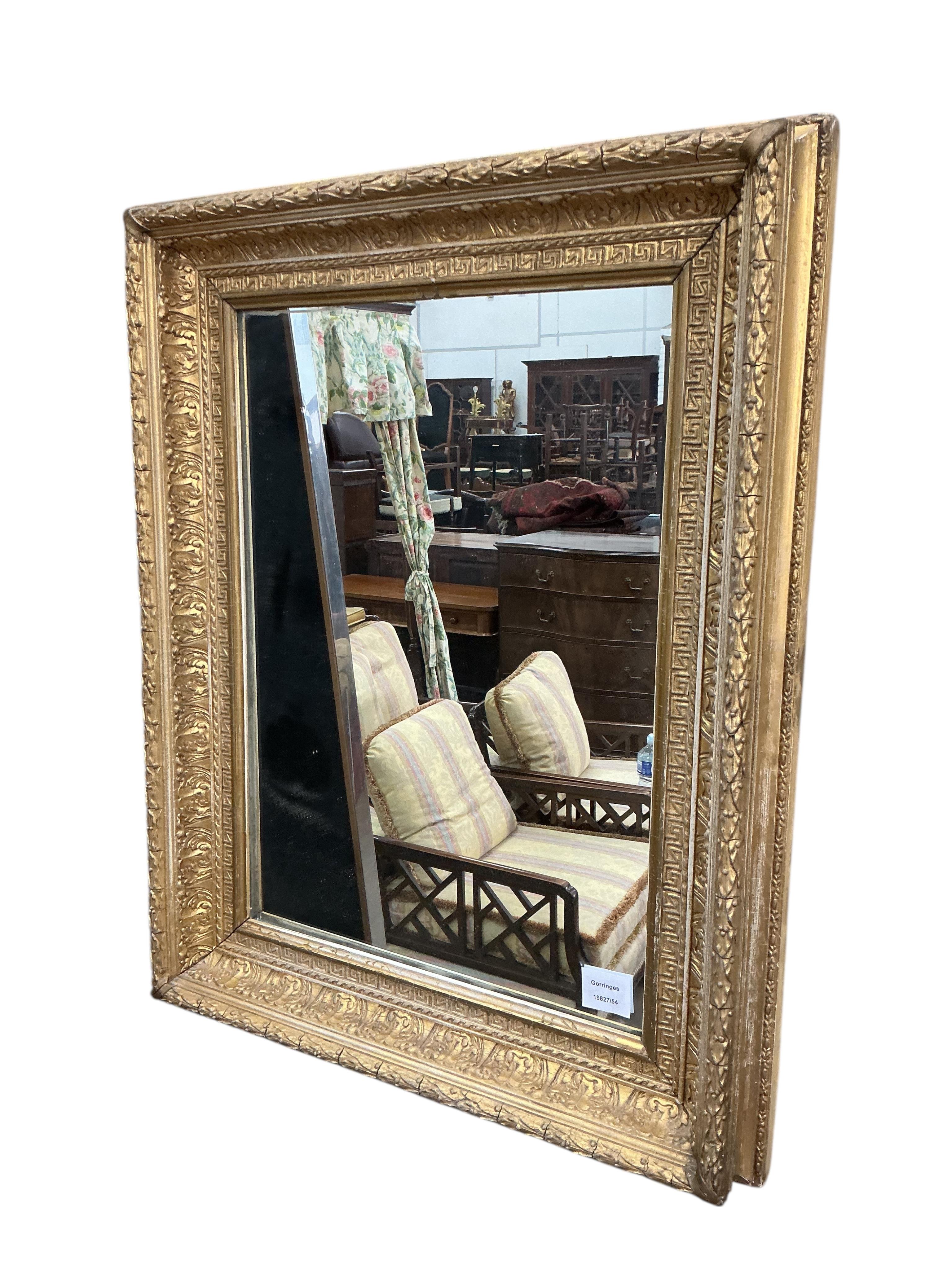 A Victorian rectangular giltwood and composition wall mirror, width 56cm, height 70cm
